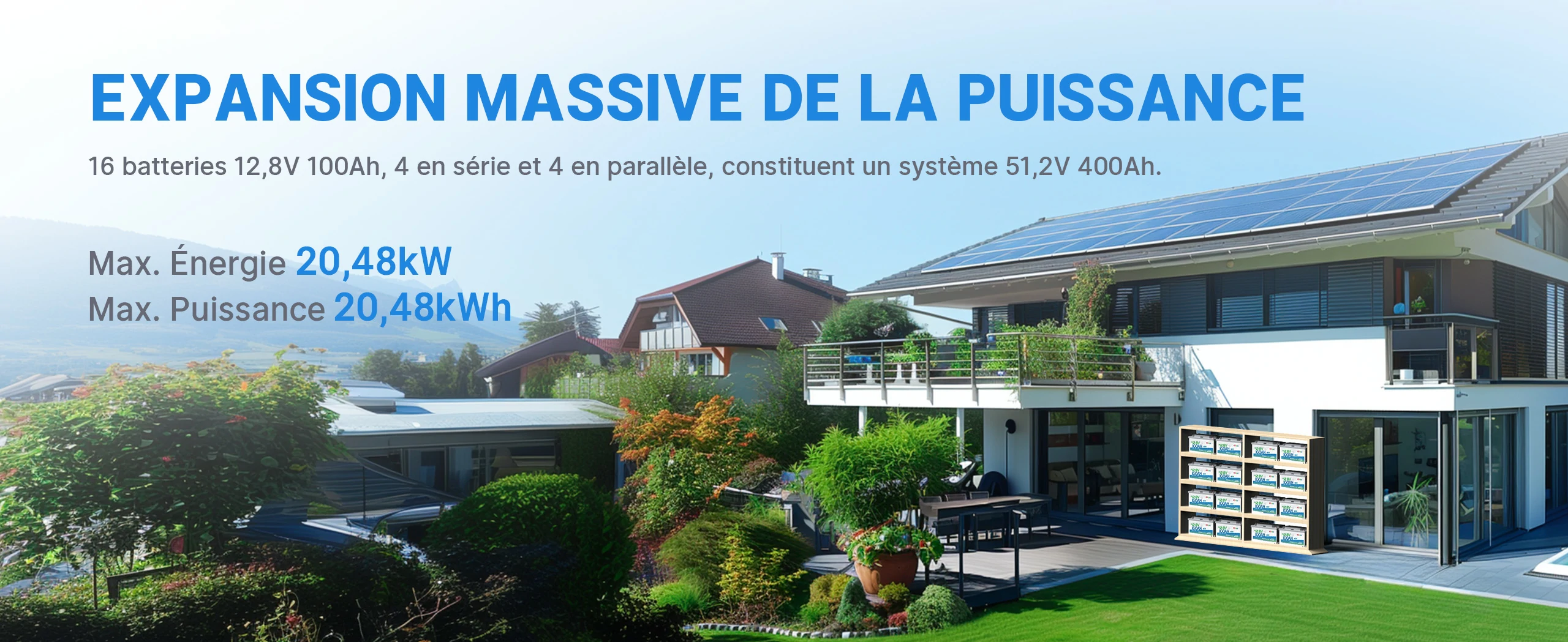 12V 100Ah H190 Bluetooth Batterie LiFePO4 Connexion jusqu'à 4P4S