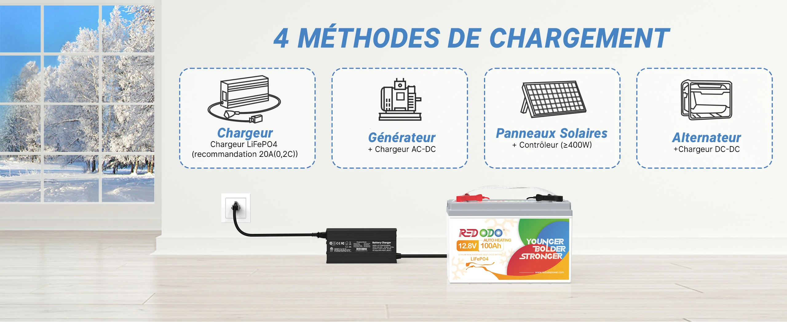12V 100Ah Chauffage Batterie LiFePO4 Méthodes de Chargement