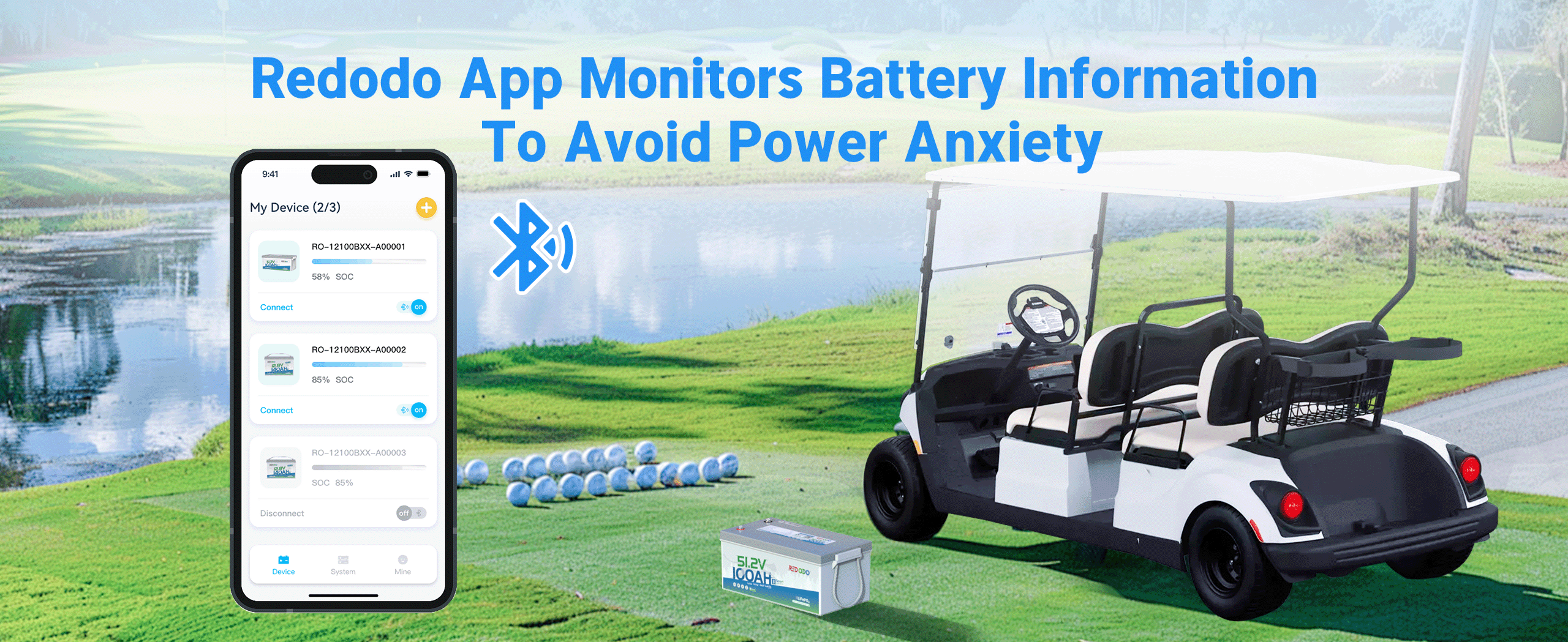 48v 100ah lithium Bluetooth battery conversion kit for golf cart