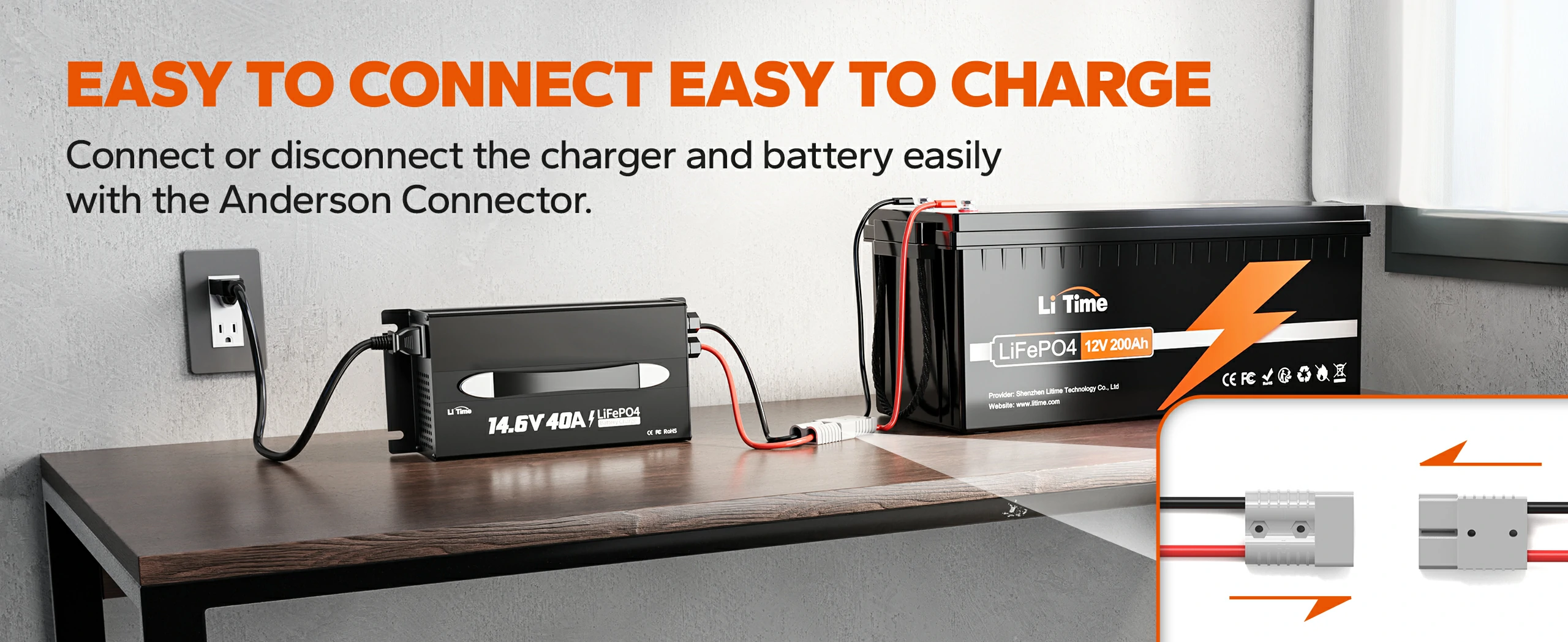 LiTime 12V (14.6V) 40A Deep Cycle LiFePO4 Lithium Battery Charger