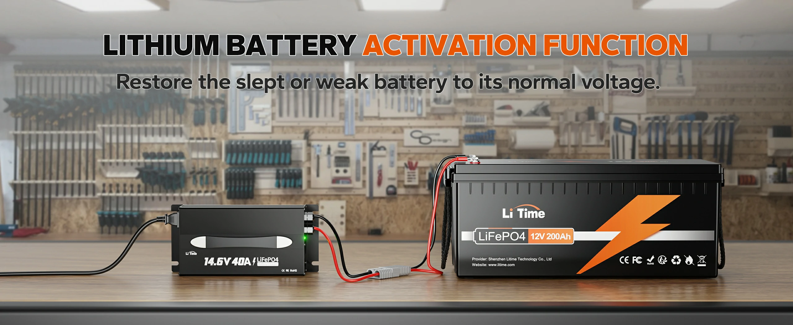 LiTime 12V (14.6V) 40A Deep Cycle LiFePO4 Lithium Battery Charger