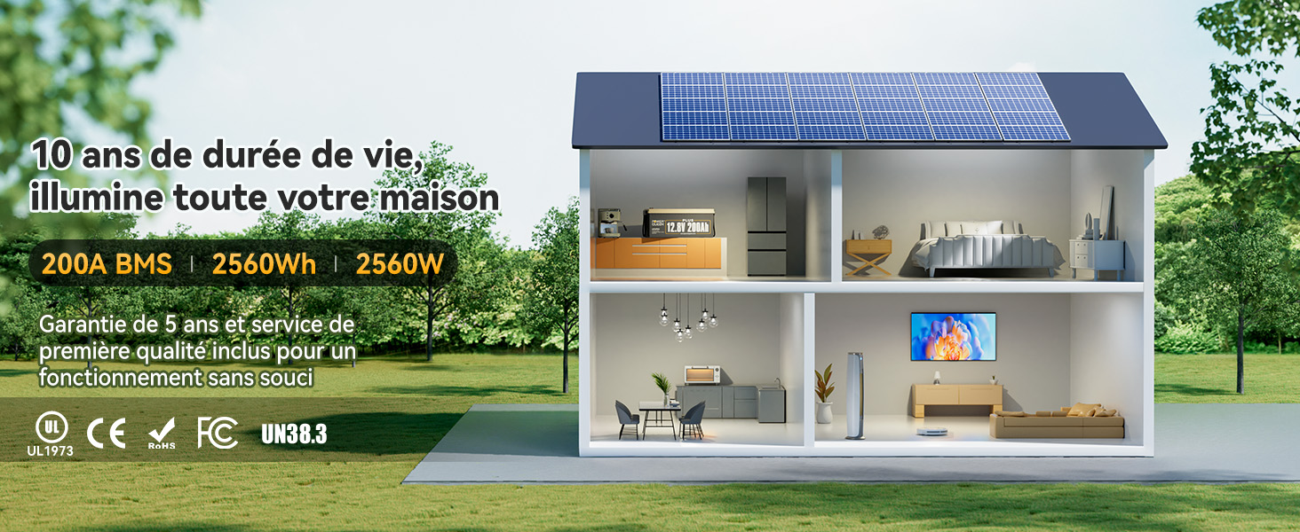 Extension jusqua:à 4P4S, batteries solaires lithium 12v 200ah