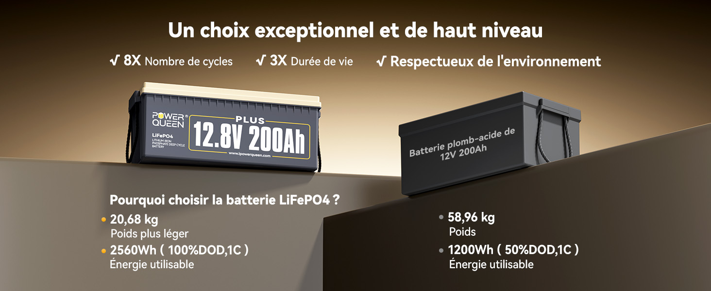Alternative de la batterie plomb-acide, batterie solaire lithium 12v 200ah