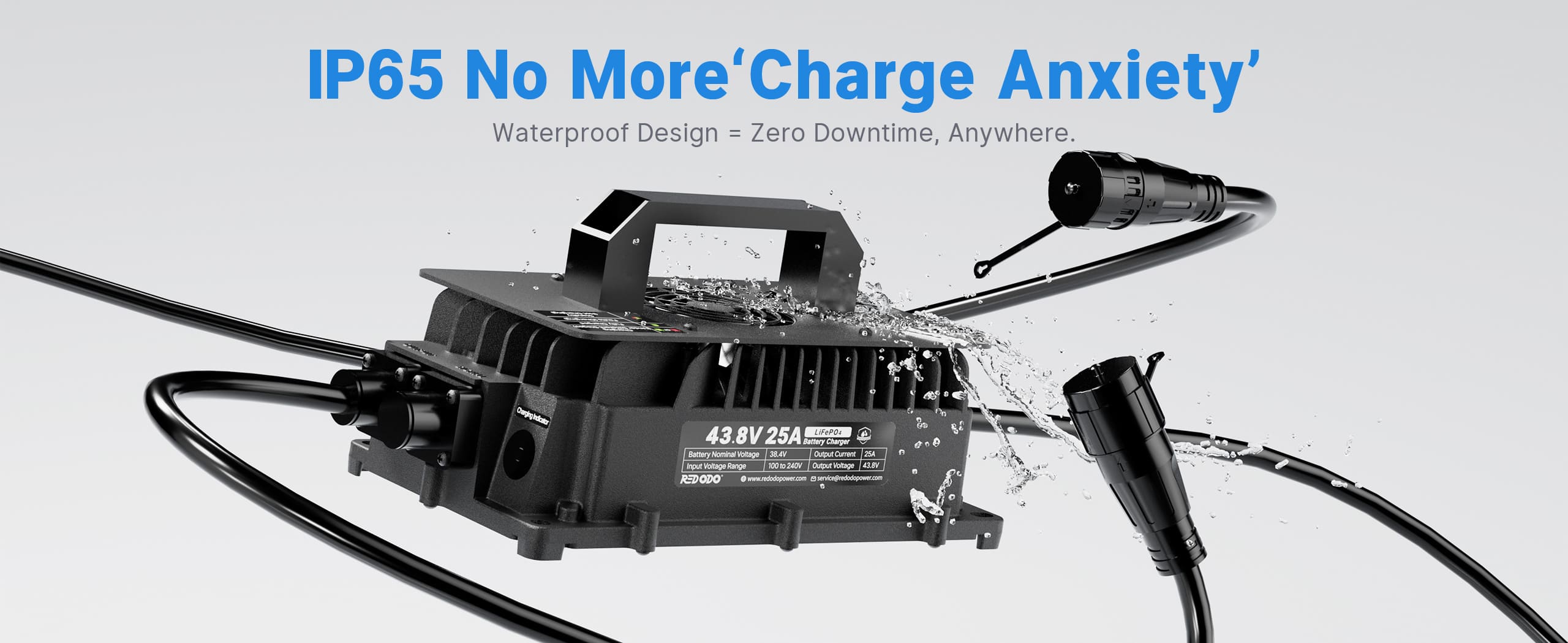 Redodo 43.8V 25A charger with IP65 dustproof and waterproof