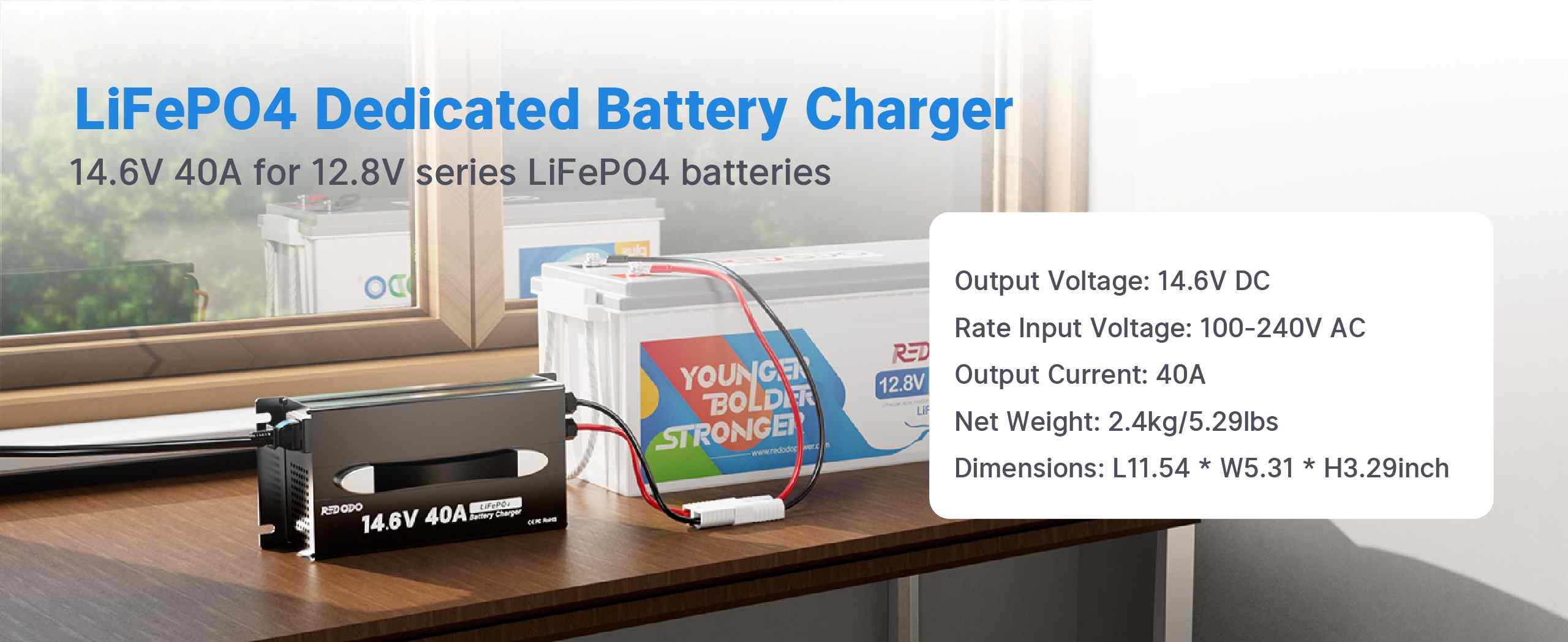 Redodo 12V(14.6V) 40A Handle Lithium Battery Charger function