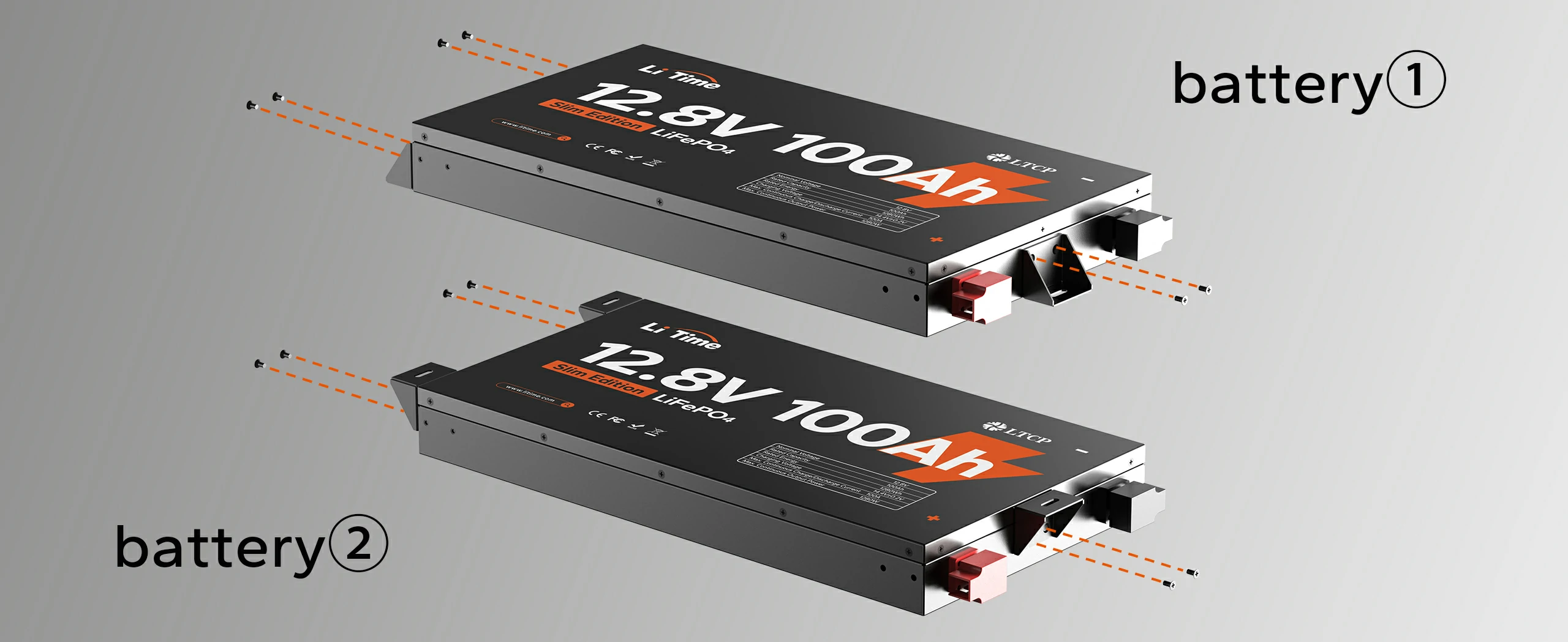 mounting step of litime 12V 100Ah slim lithium battery
