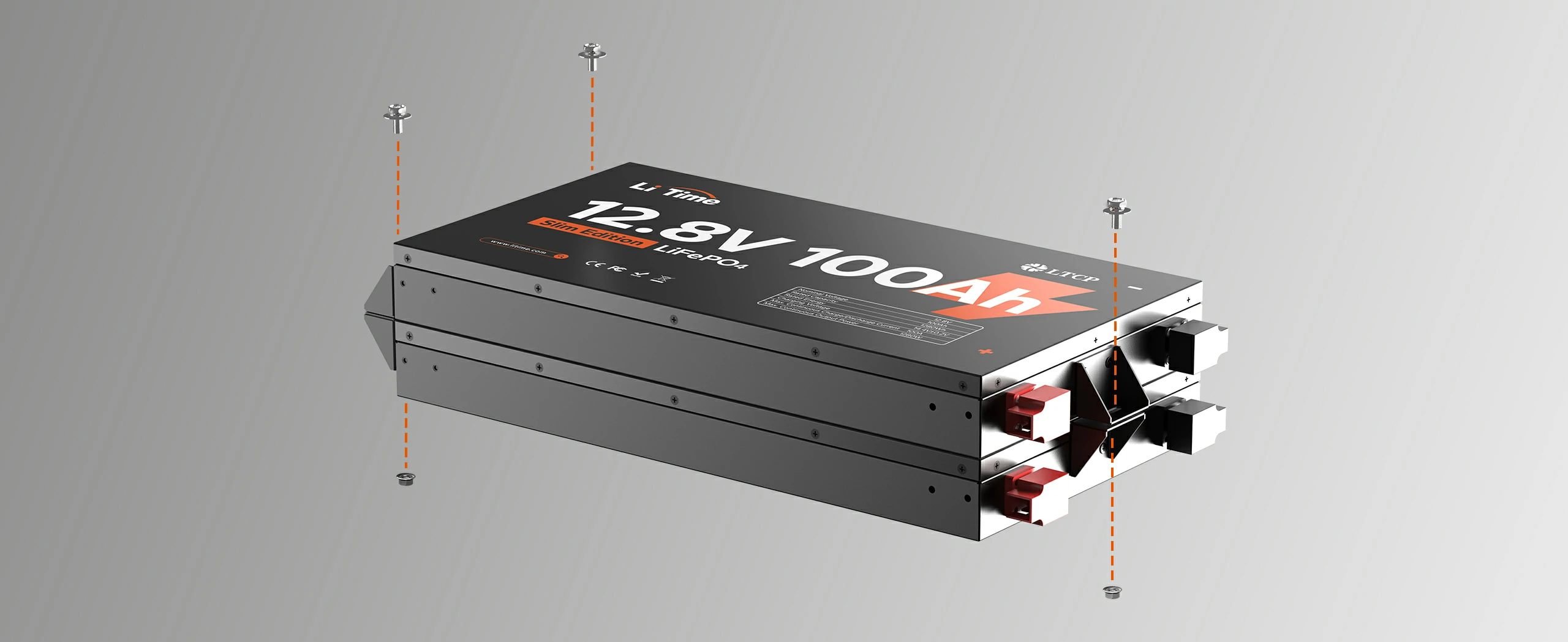 mounting step of litime 12V 100Ah slim lithium battery