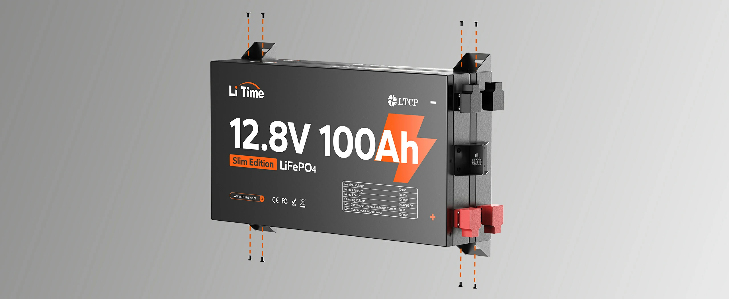 mounting step of litime 12V 100Ah slim lithium battery