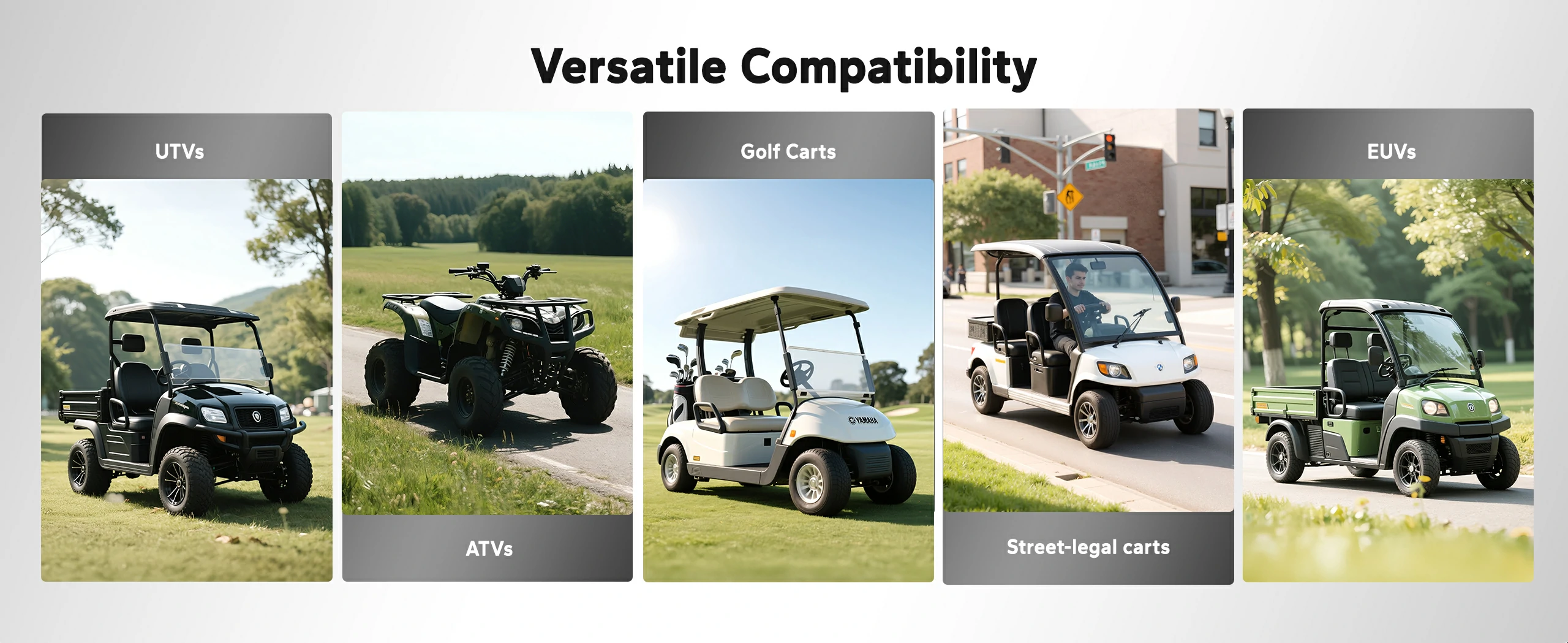 LiTime 48V 60Ah battery offers versatile compatibility for UTVs, ATVs, golf carts, street-legal carts, and EUVs