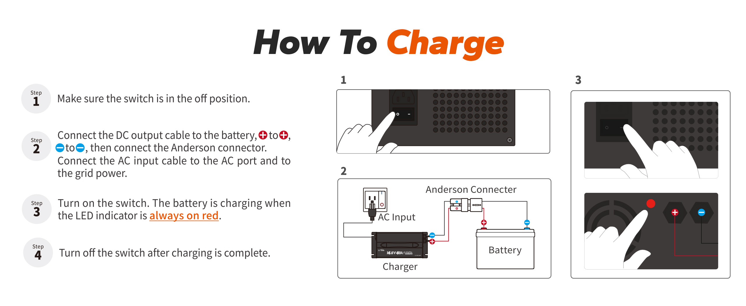 guide on how to charge litime 12v 40a lifepo4 battery charger