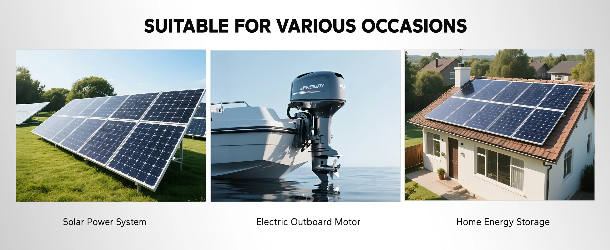 LiTime 48V 60Ah battery is suitable for solar power systems, electric outboard motors, and home energy storage applications