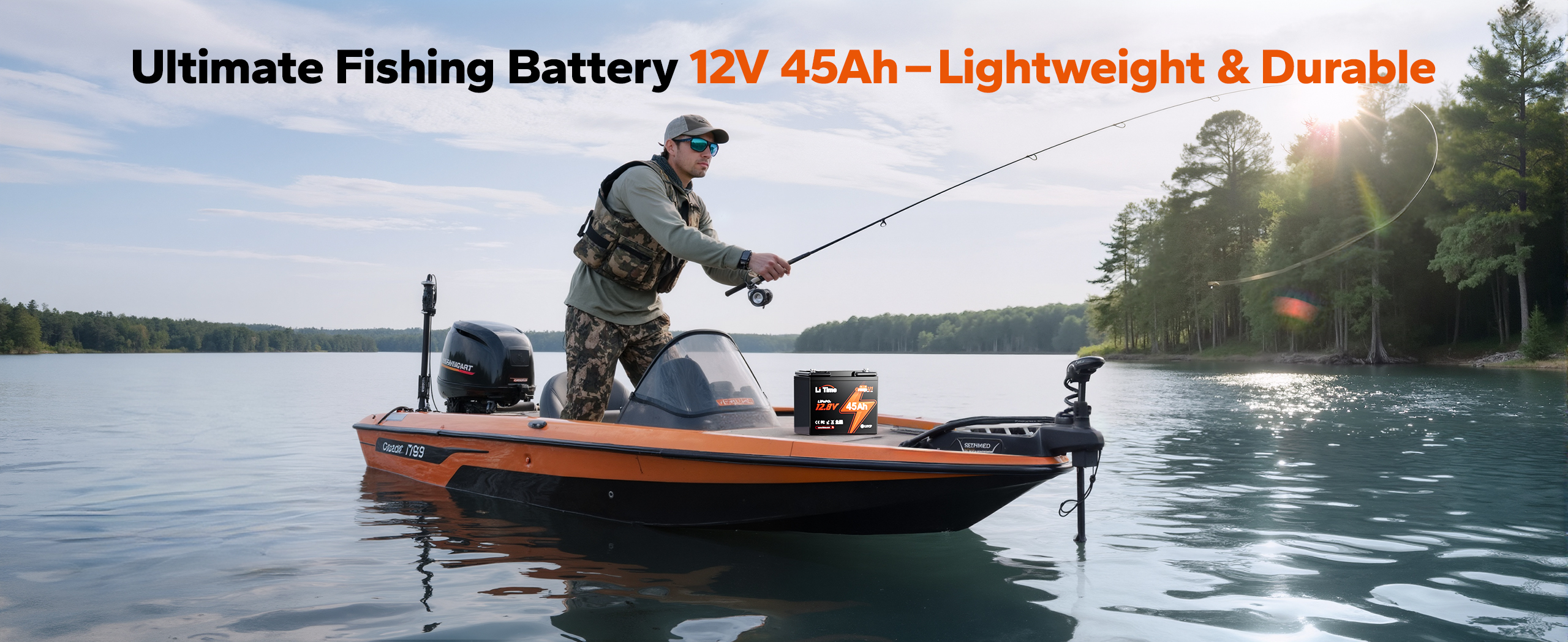 lightweight fishing power of LiTime 12v 45ah lithium u1 wheelchair battery