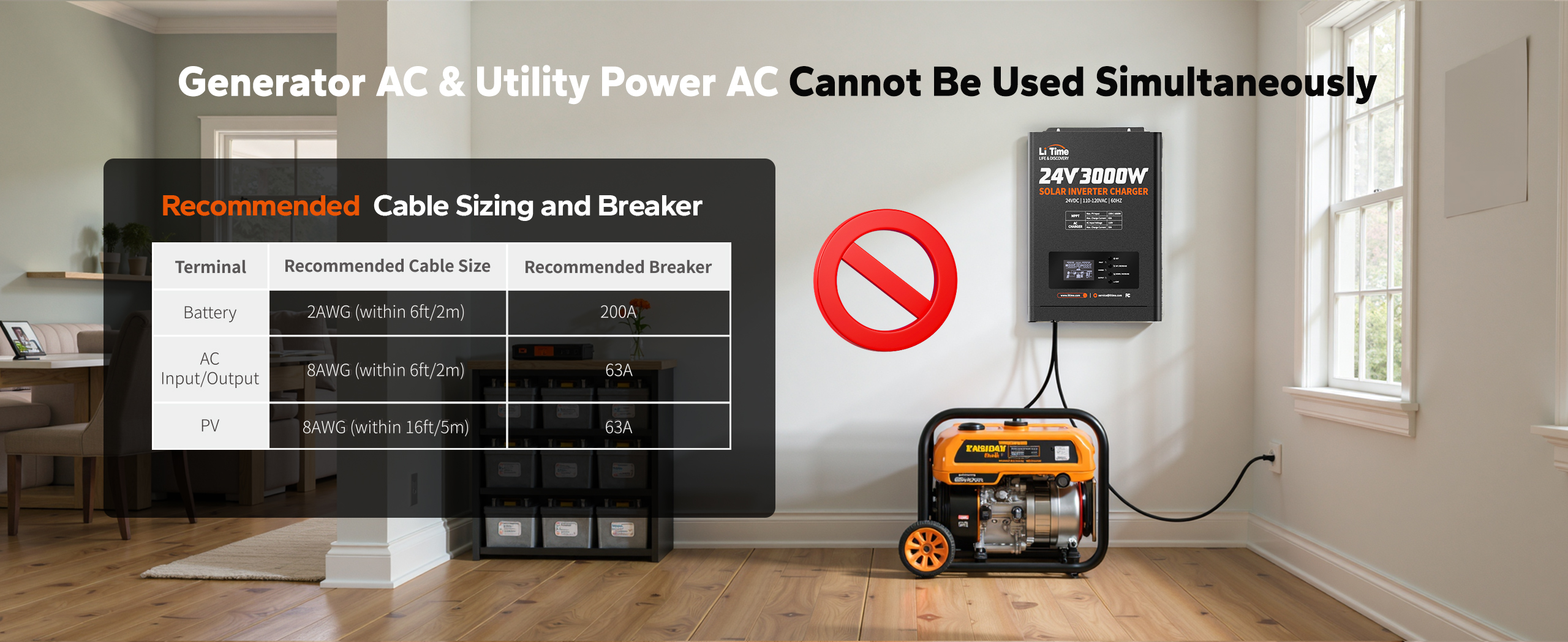 cautions to notice when using LiTime 24v inverter charger