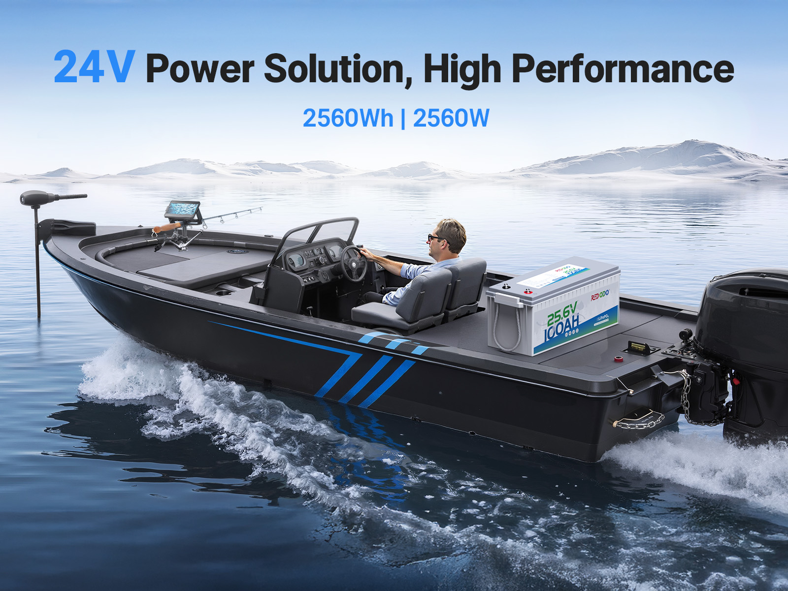 24V lithium marine battery trolling motor up to 100lbs