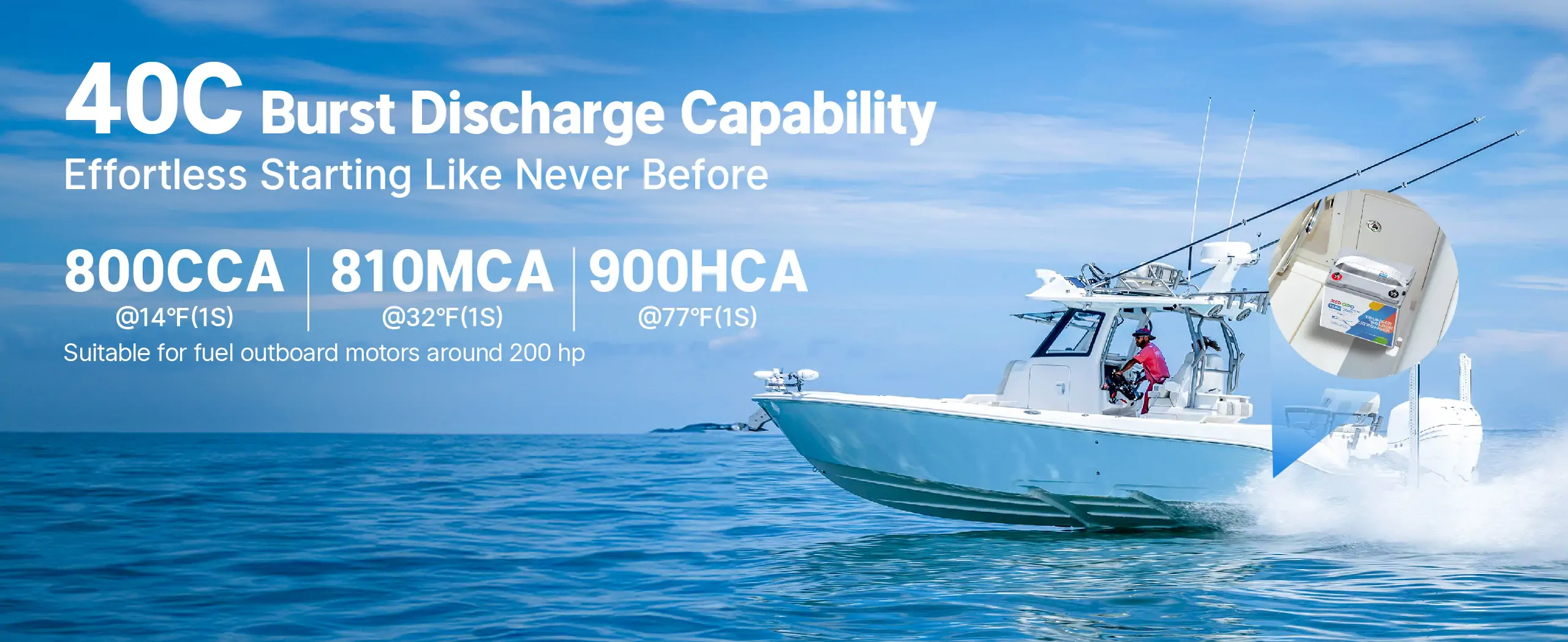 12V 20Ah LiFePO4 starting Battery with 800CCA and 900MCA