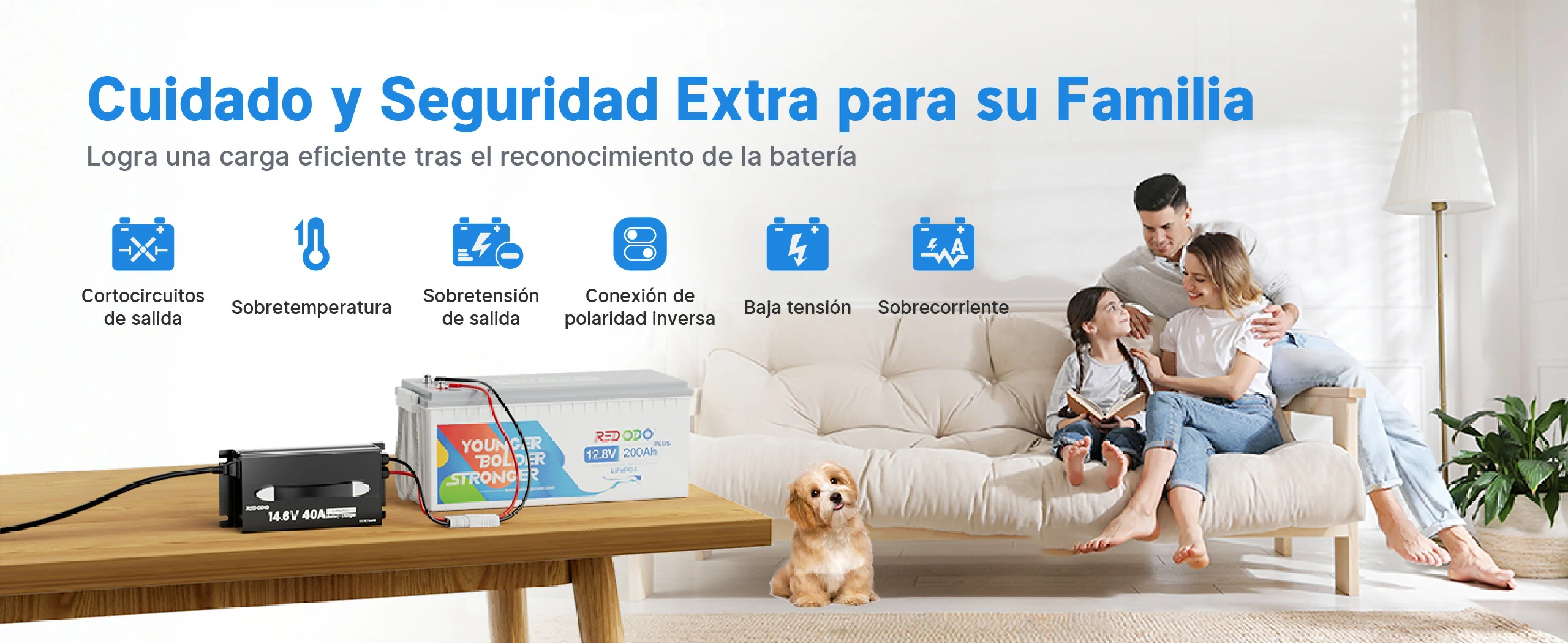 Redodo Cargador LiFePO4 14.6V 40A Update - Cuidado y Seguridad Extra para su Familia