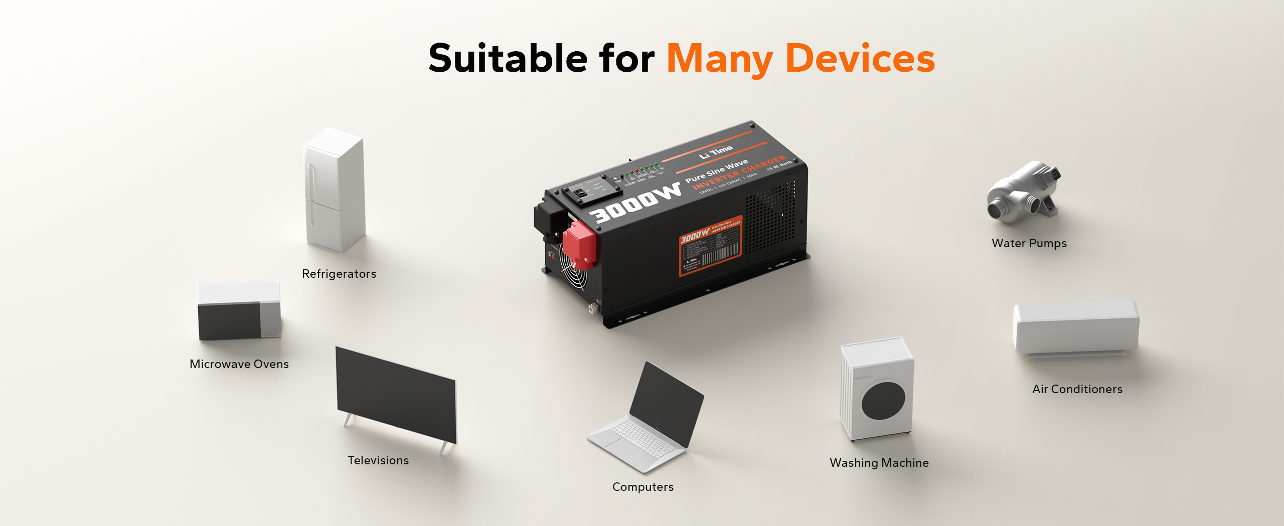 litime 3000 watt inverters convert for many devices