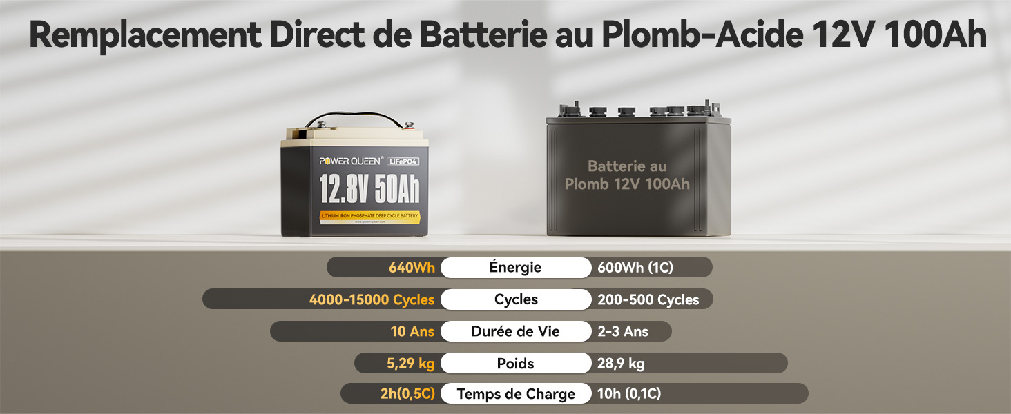 Cycle de Vie Profond, batterie lifepo4 12v 50ah