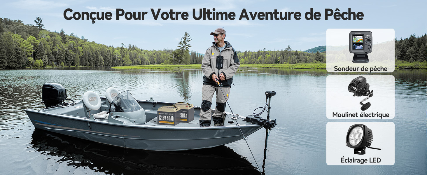 Conçue pour la pêche, Batterie Durable et Verte 12V 50Ah