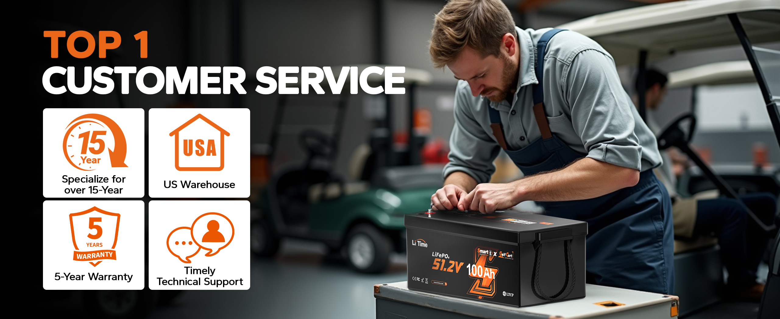 features of litime 48v 100ah lithium golf cart battery