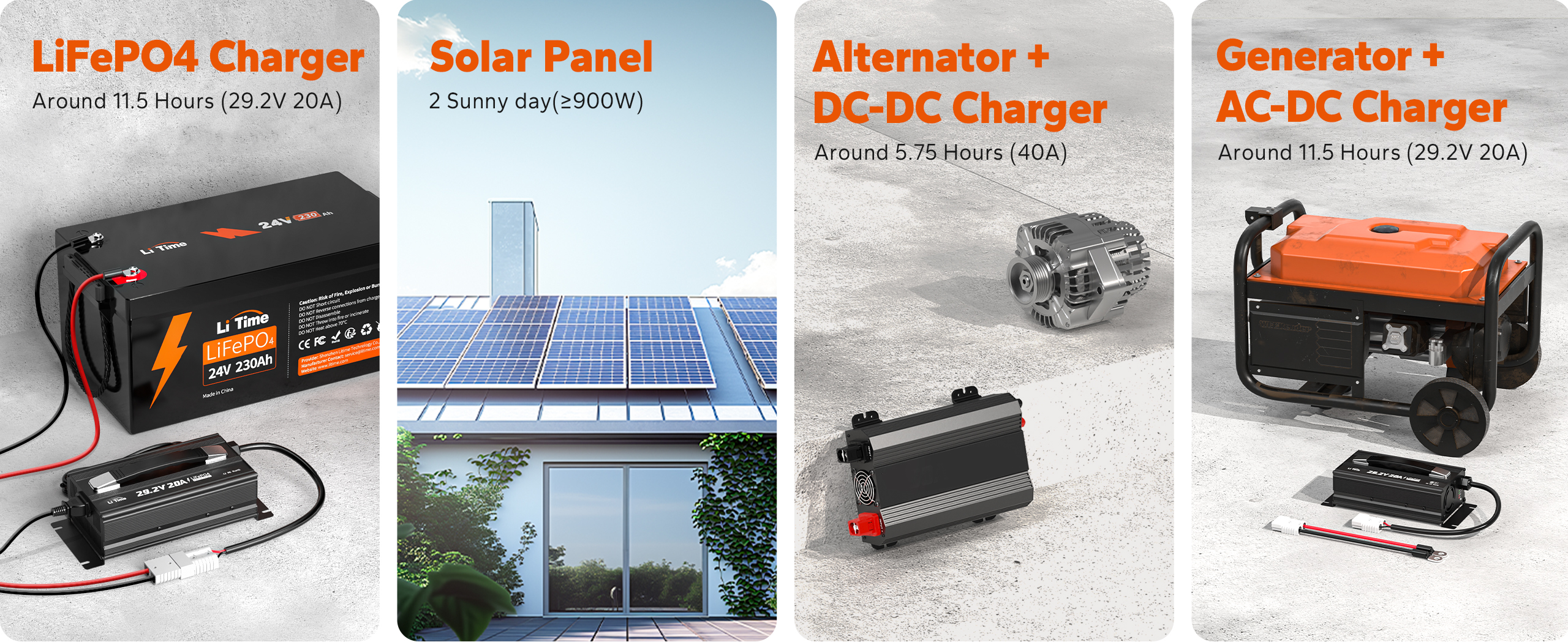 ways to charge litime 24v 230ah lithium deep cycle battery