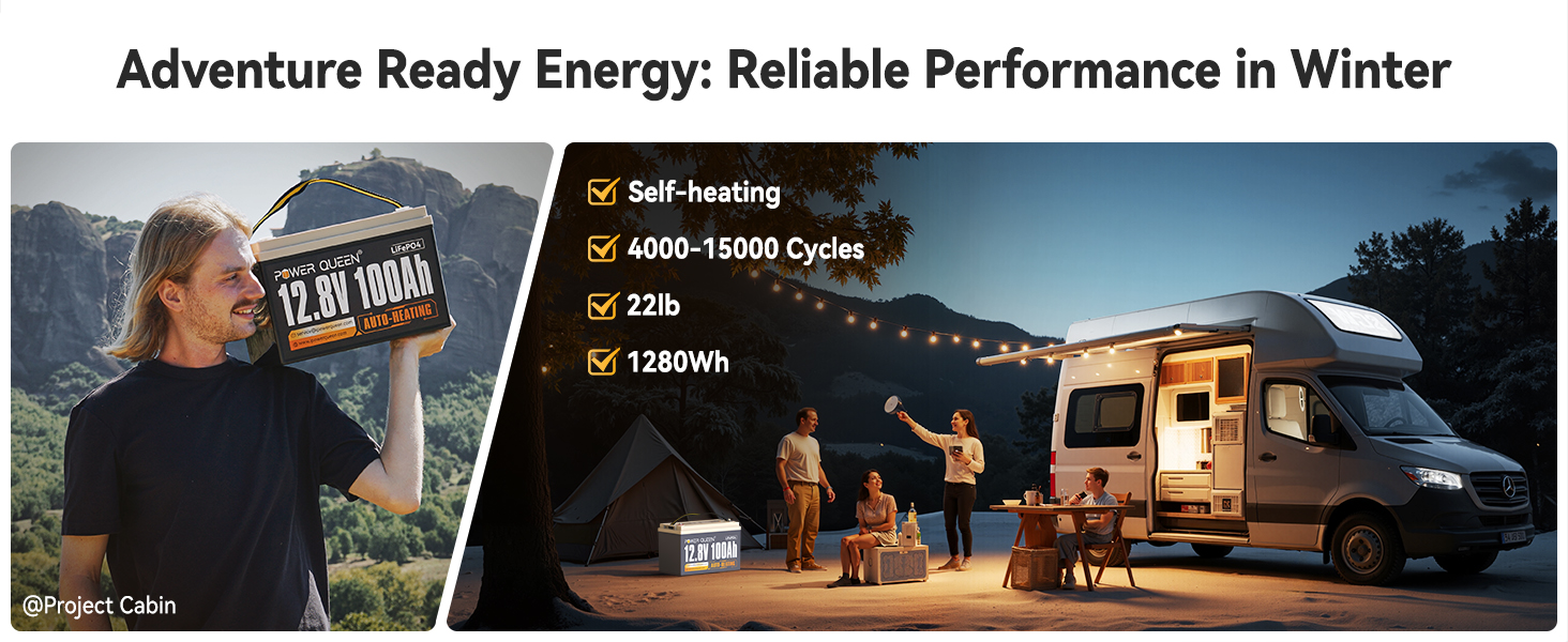 12V 100Ah Self-Heating LiFePO4 Battery Reliable Performance in Winter