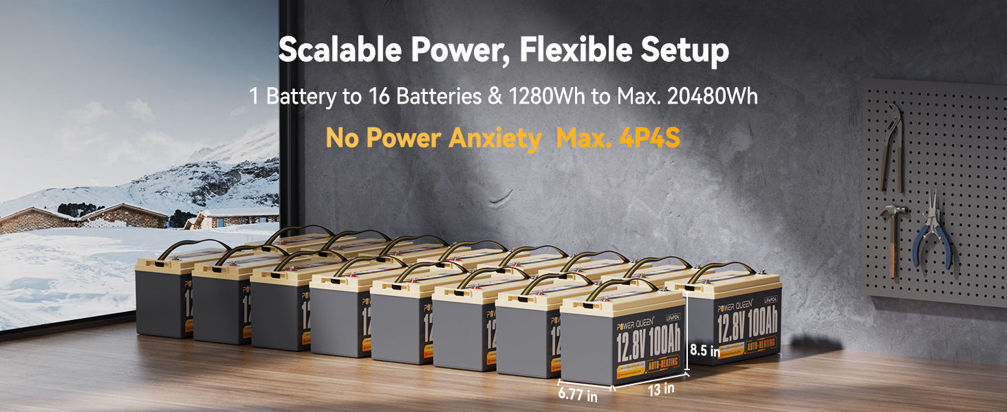 12V 100Ah Self-Heating LiFePO4 Battery Scalable Power