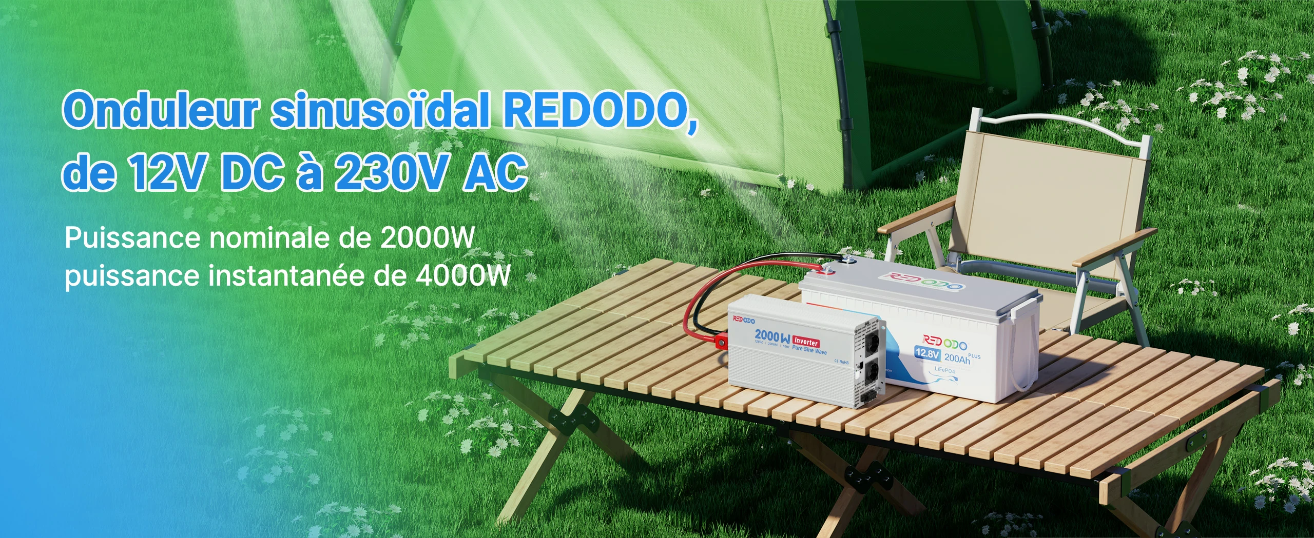 Onduleur 2000W de 12V DC à 230V AC