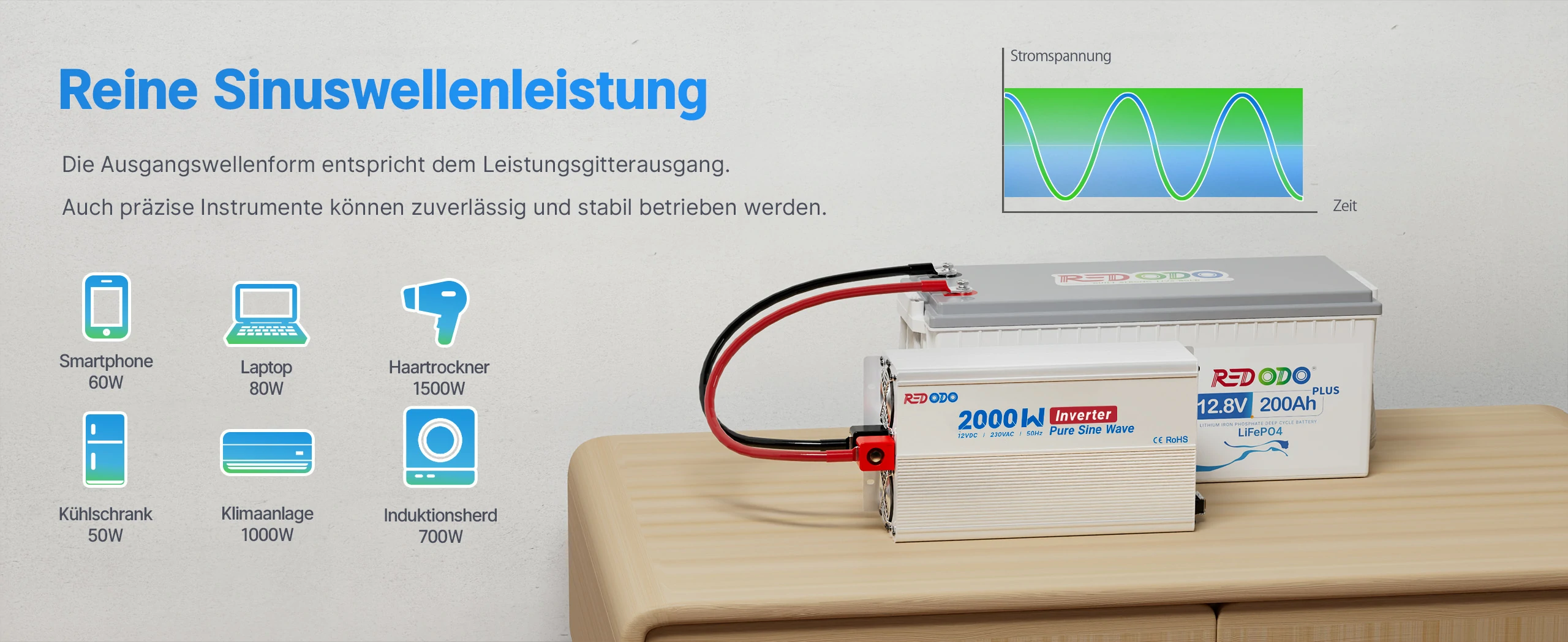 2000W Reiner Sinus Wechselrichter