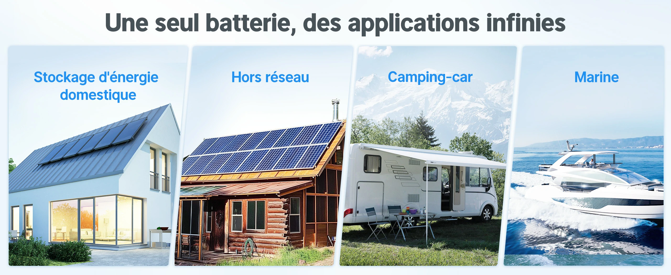 Batterie 24V pour stockage maison, hors réseau, camping-car et applications marines