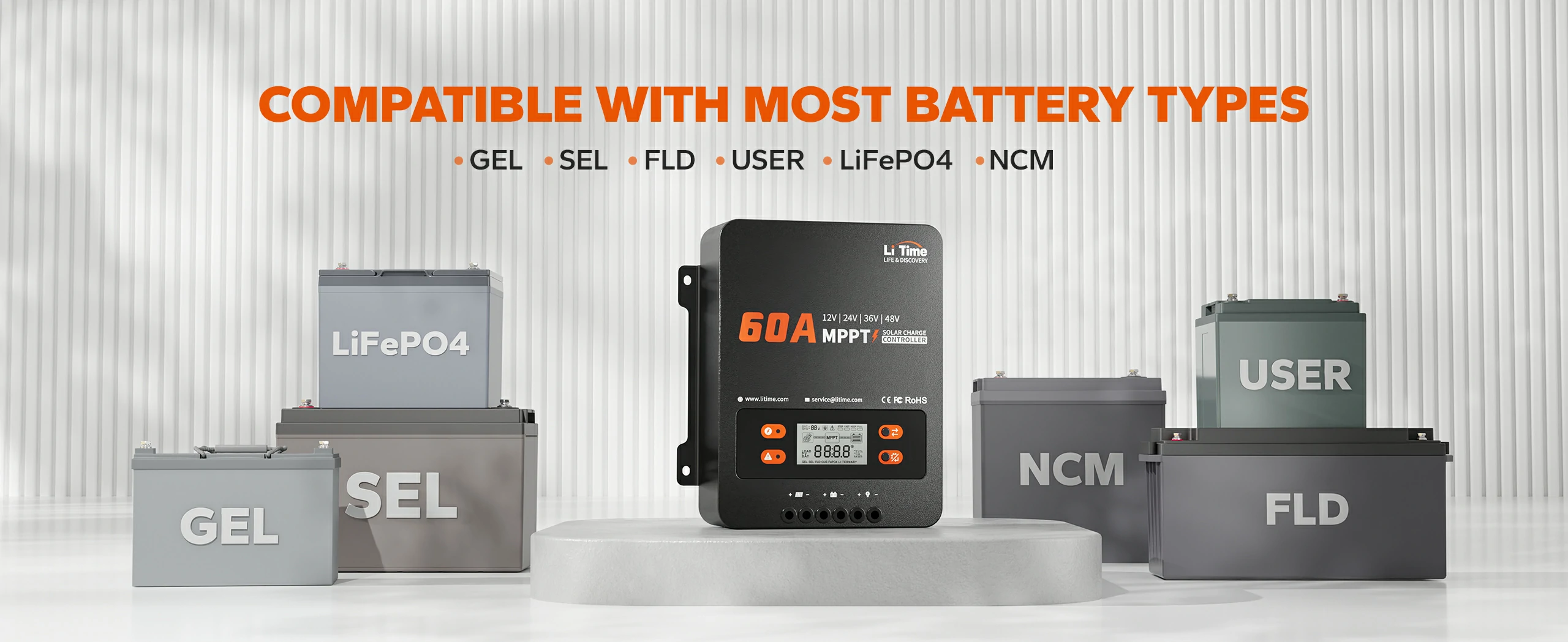 litime 60a mppt for most battery types: lifepo4, gel, sel, fld, ncm, user