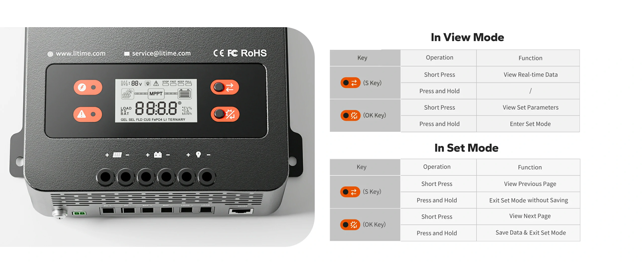 easy monitor & control with screen display of litime 60a solar charge controller