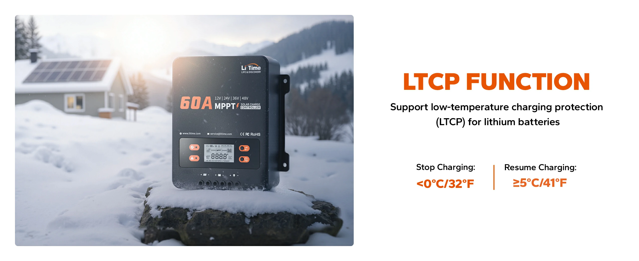 low-temperpature charging protection of litime 60a mppt