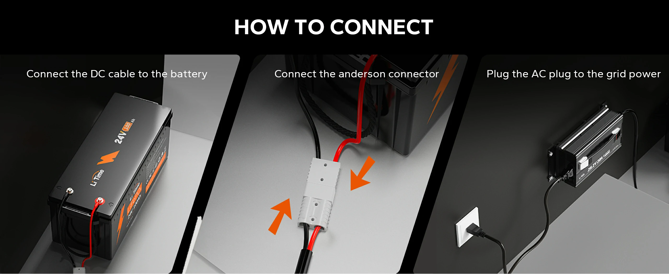 connection guide of  litime 24v 20 amp lifepo4 battery charger