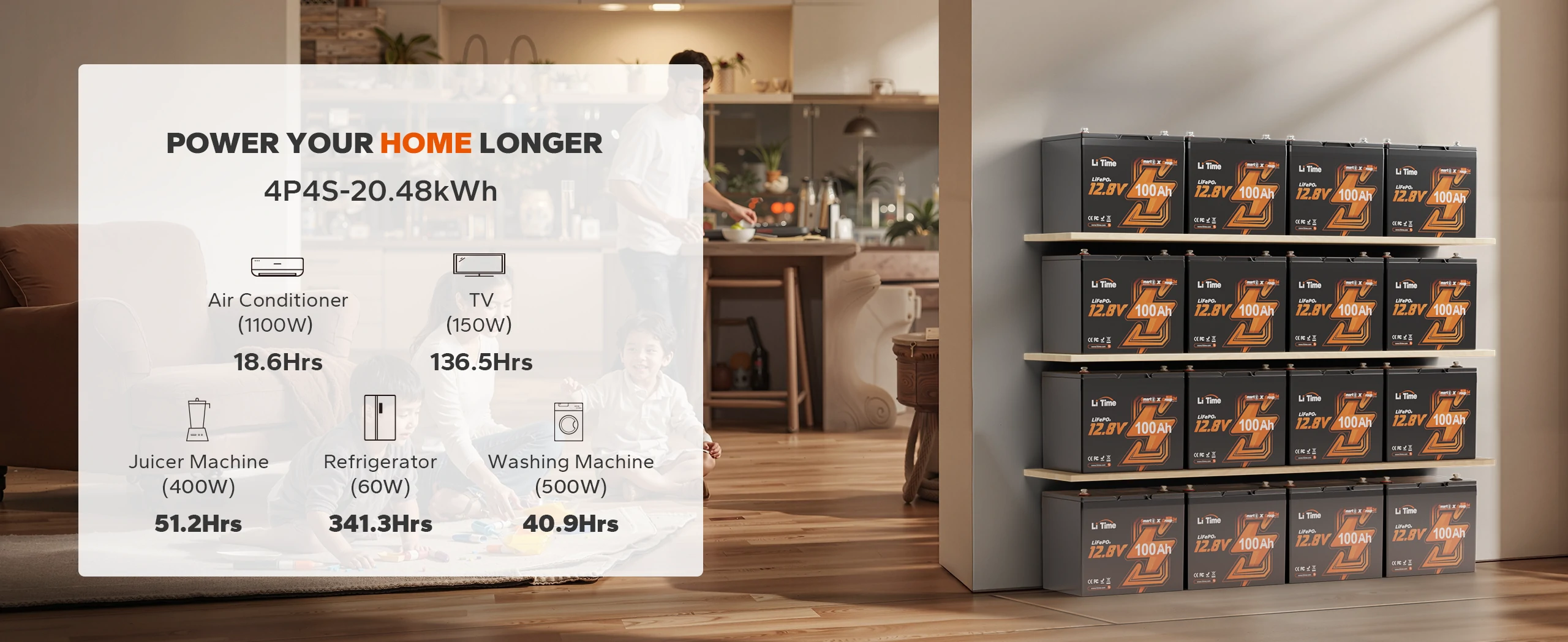 reliable home power system with litime 12v 100ah lithium battery group24
