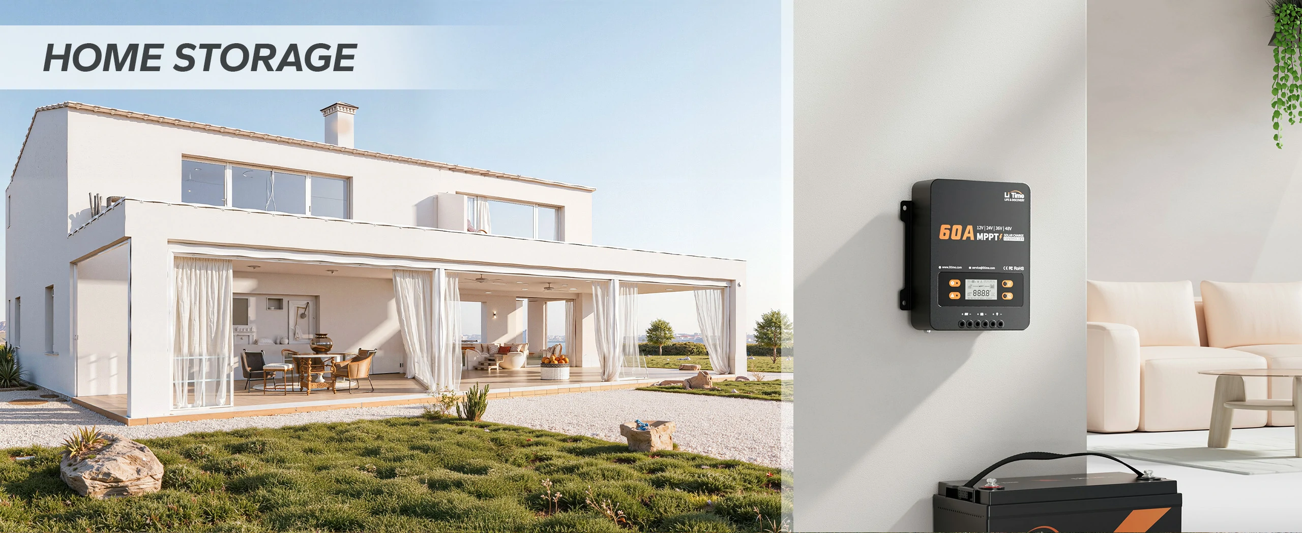 litime 60a mppt solar charge controller for home storage