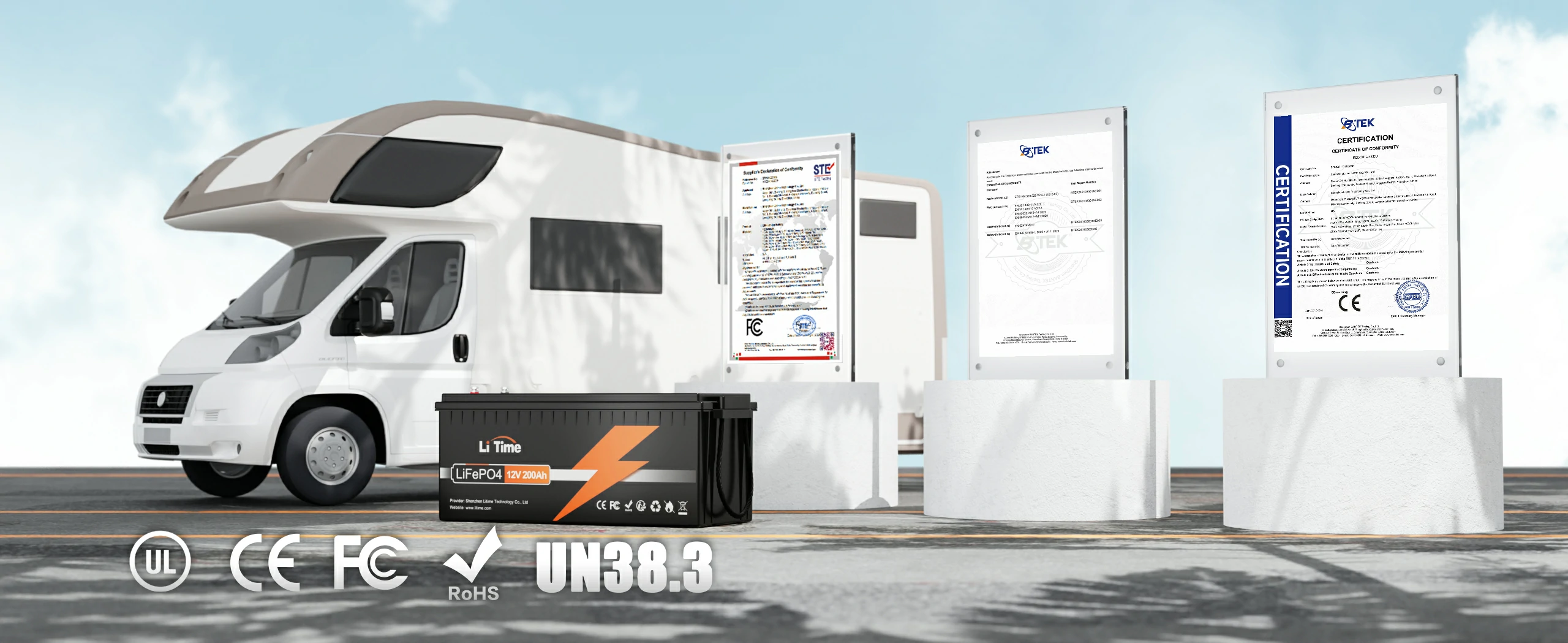 certification of litime 12v 200ah lifepo4 battery - ul, fc, rohs, un38.3