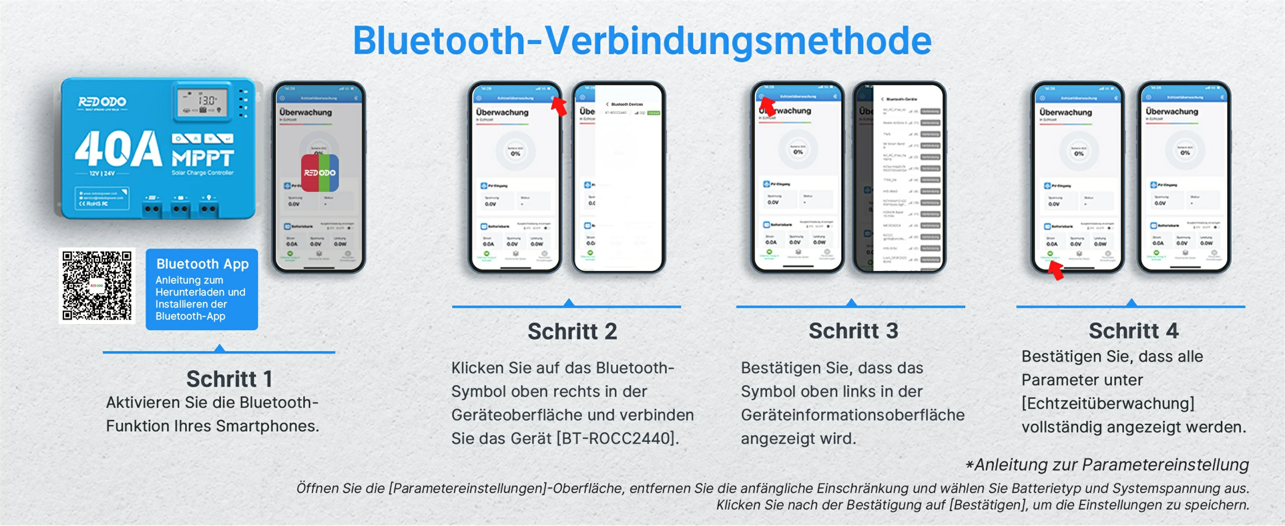 40A MPPT Bluetooth Verbindung