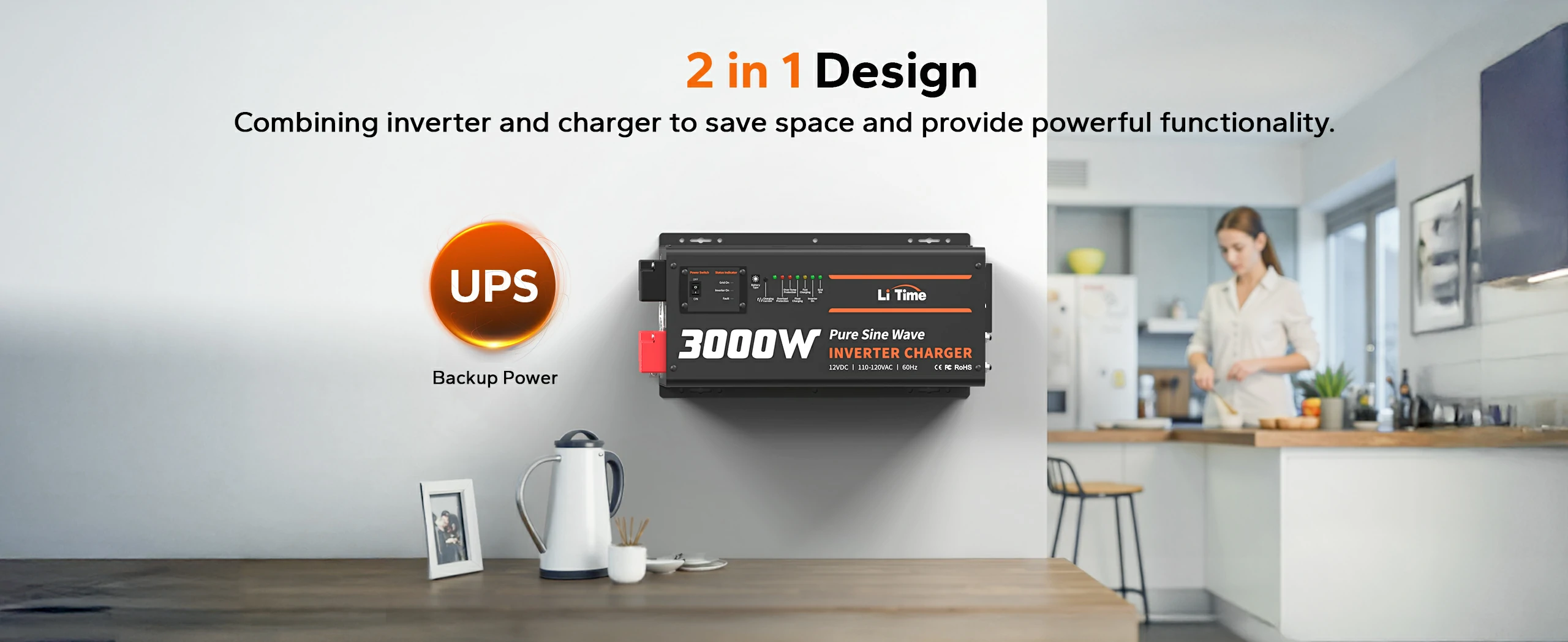 features of litime 3000 watt pure sine wave inverter charger