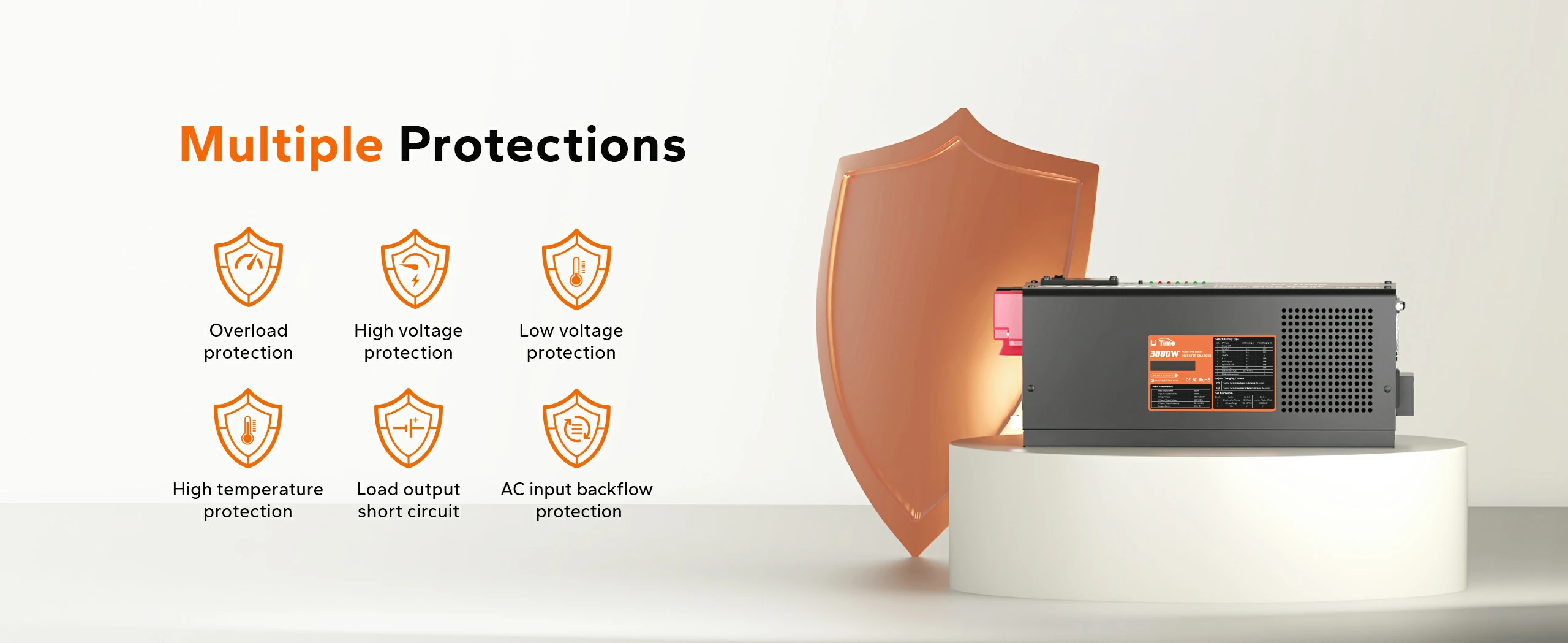 protection information of litime 3000 watt pure sine wave inverter charger