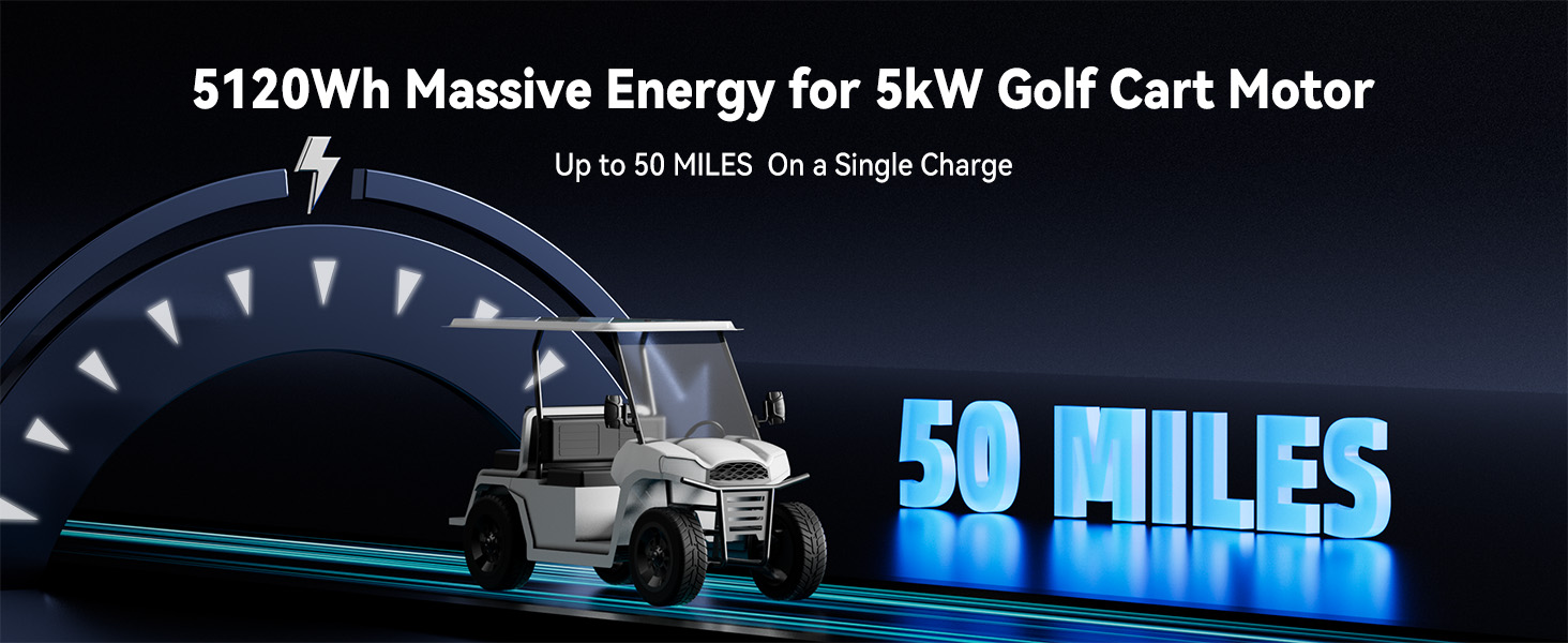 Power Queen 48V 100Ah Golf Cart Battery provides up to 50 miles on a single charge