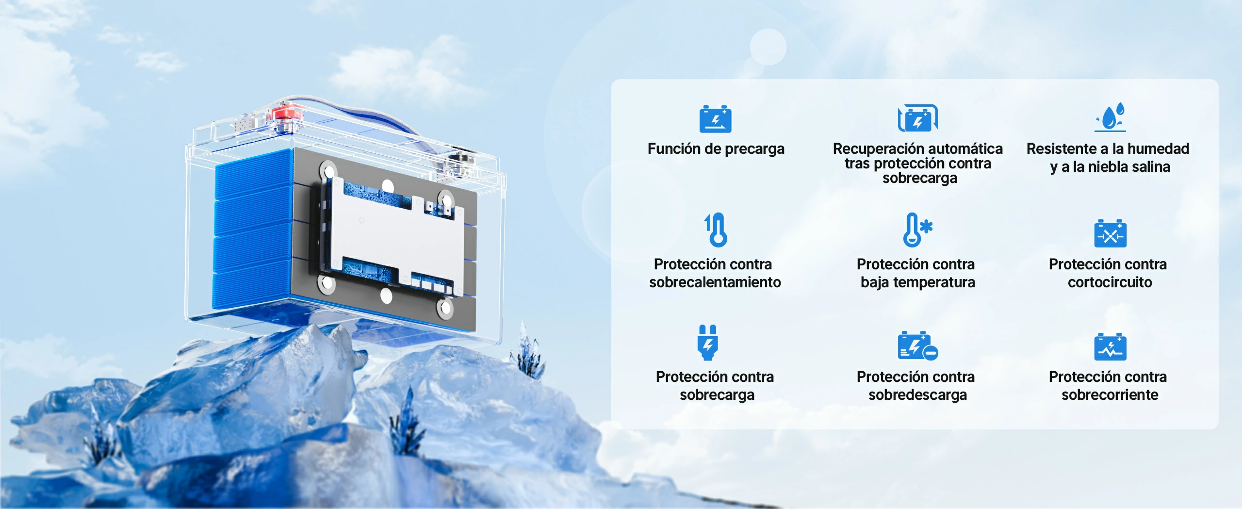 Redodo Batería de Litio 12V 165Ah LiFePO4 con Bluetooth - Protecciones Integrales