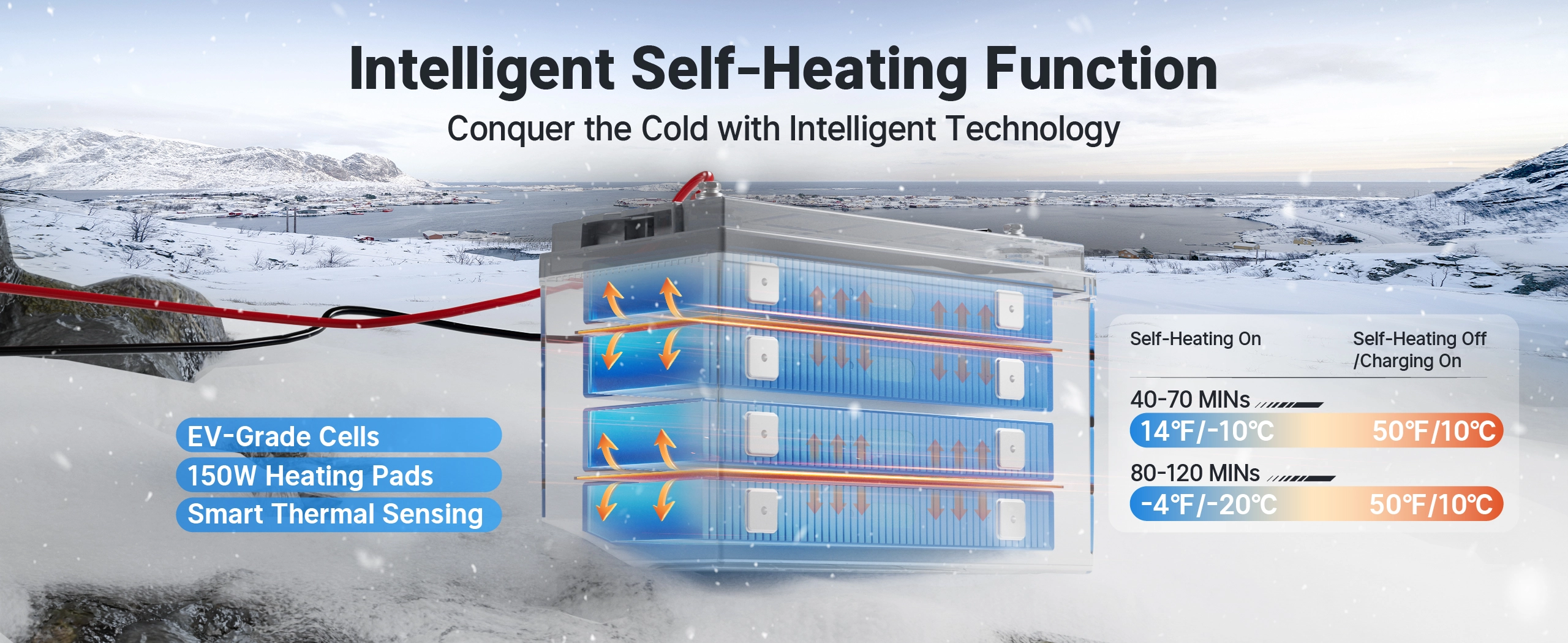 Redodo Dual-Purpose lithium Marine Battery with self-heating function for cold weather