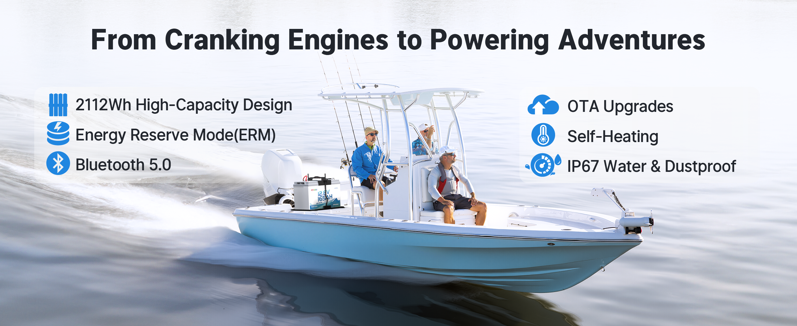 key features of Redodo 12V 165Ah Group 31 Dual-Purpose Marine Battery