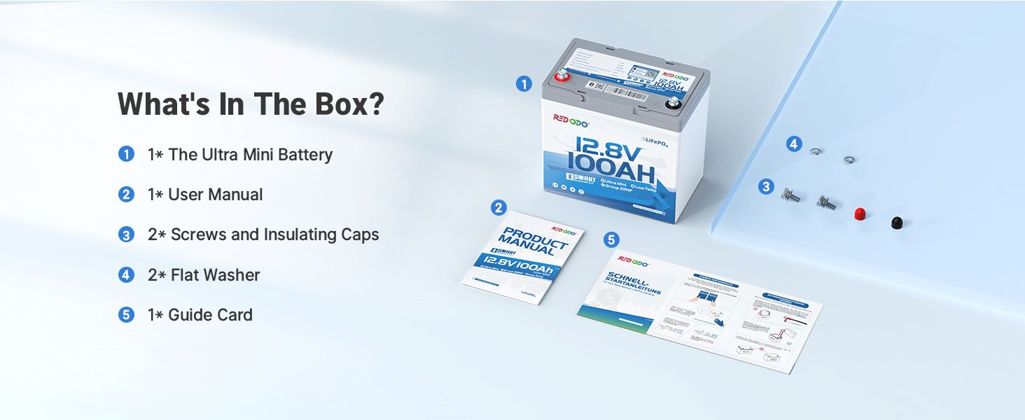 Redodo Ultra-Mini 12V 100Ah Bluetooth Small Lithium Battery box 