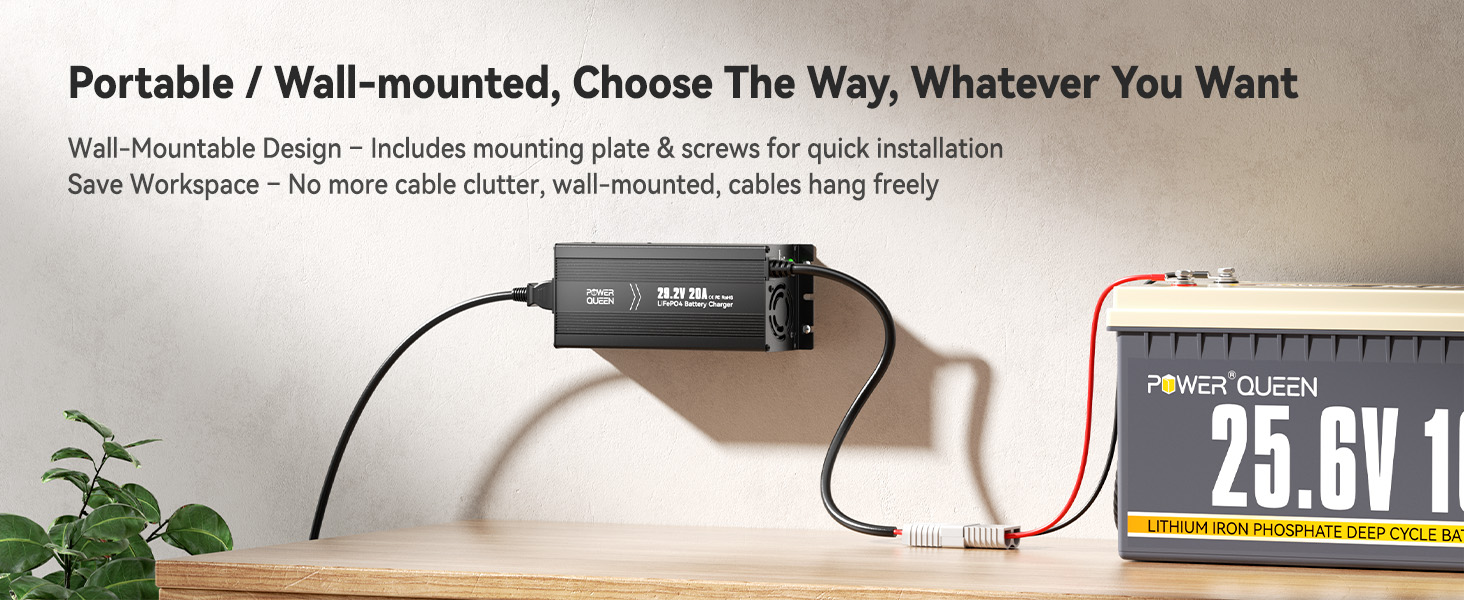 the advantages of Power Queen 29.2V 20Amp Lithium LiFePO4 Battery Charger