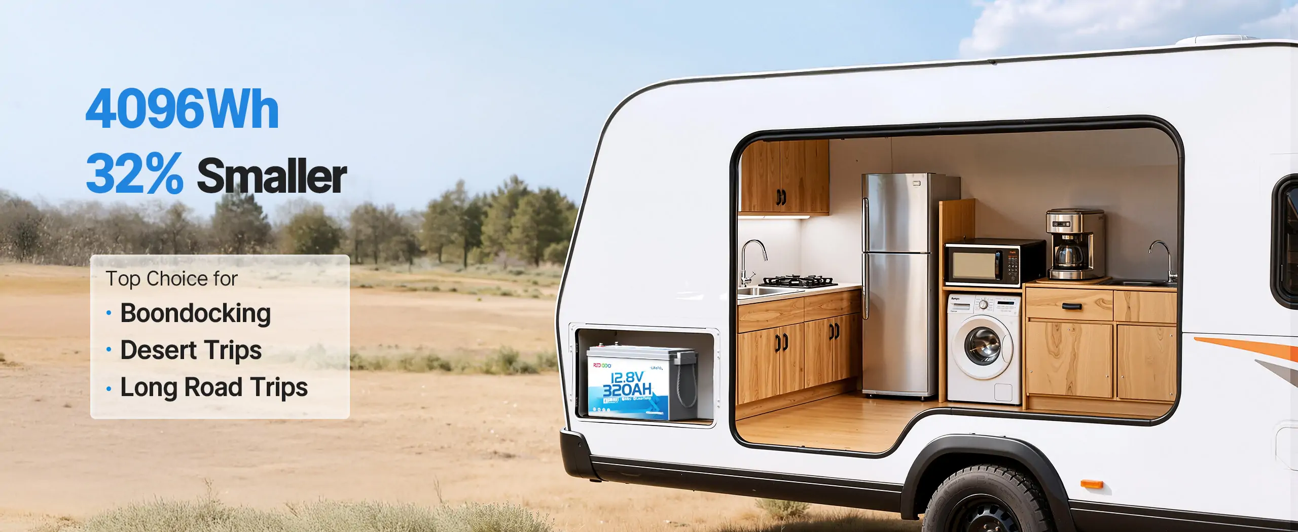 Redodo 12V 320ah mini bluetooth battery for long rv trips