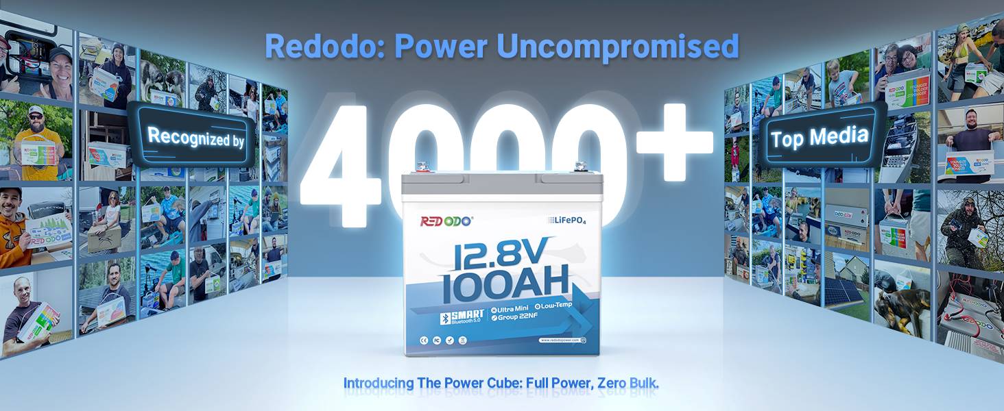 Redodo Ultra-Mini 12V 100Ah Bluetooth Small Lithium Battery - Media
