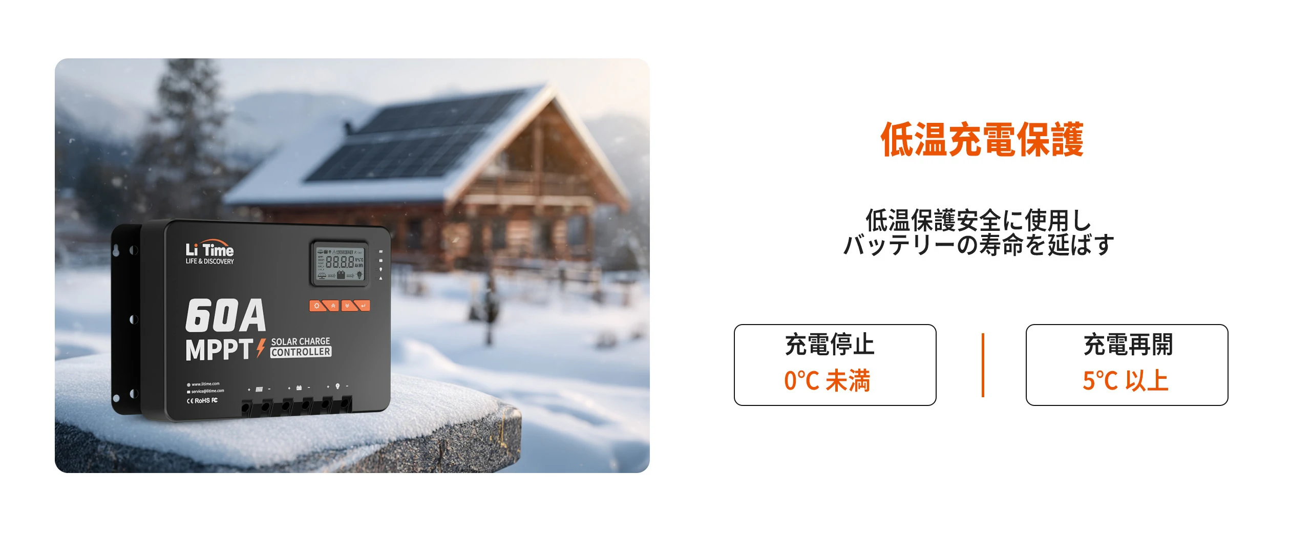 LiTime 60A MPPT  12V/24V/36V/48V 用ソーラーチャージコントローラー