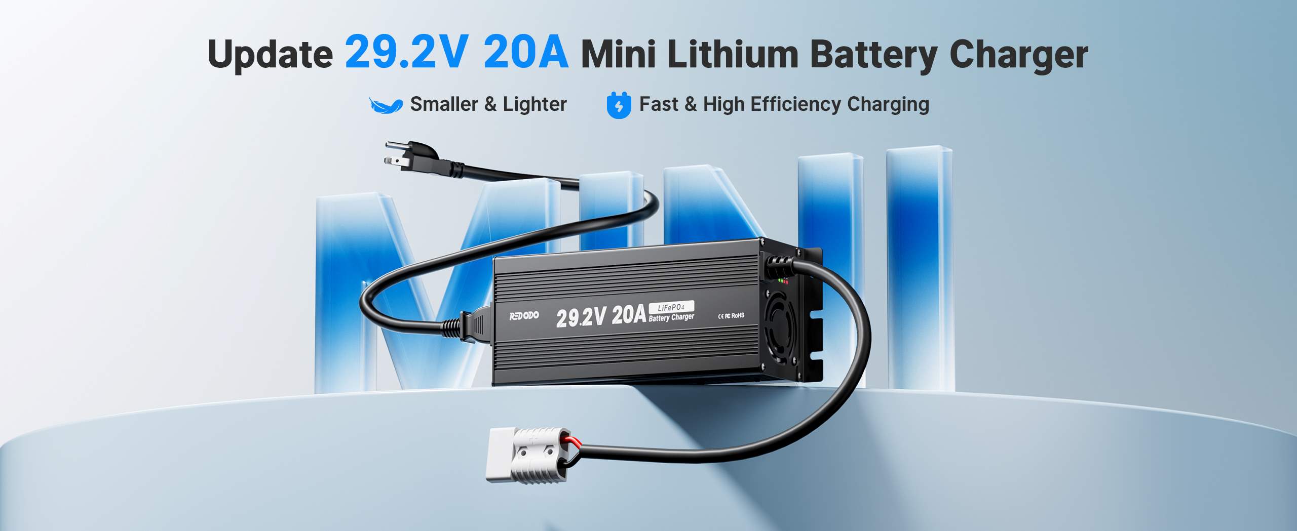 Redodo 29.2V 20A MINI LiFePO4 Lithium Battery Charger